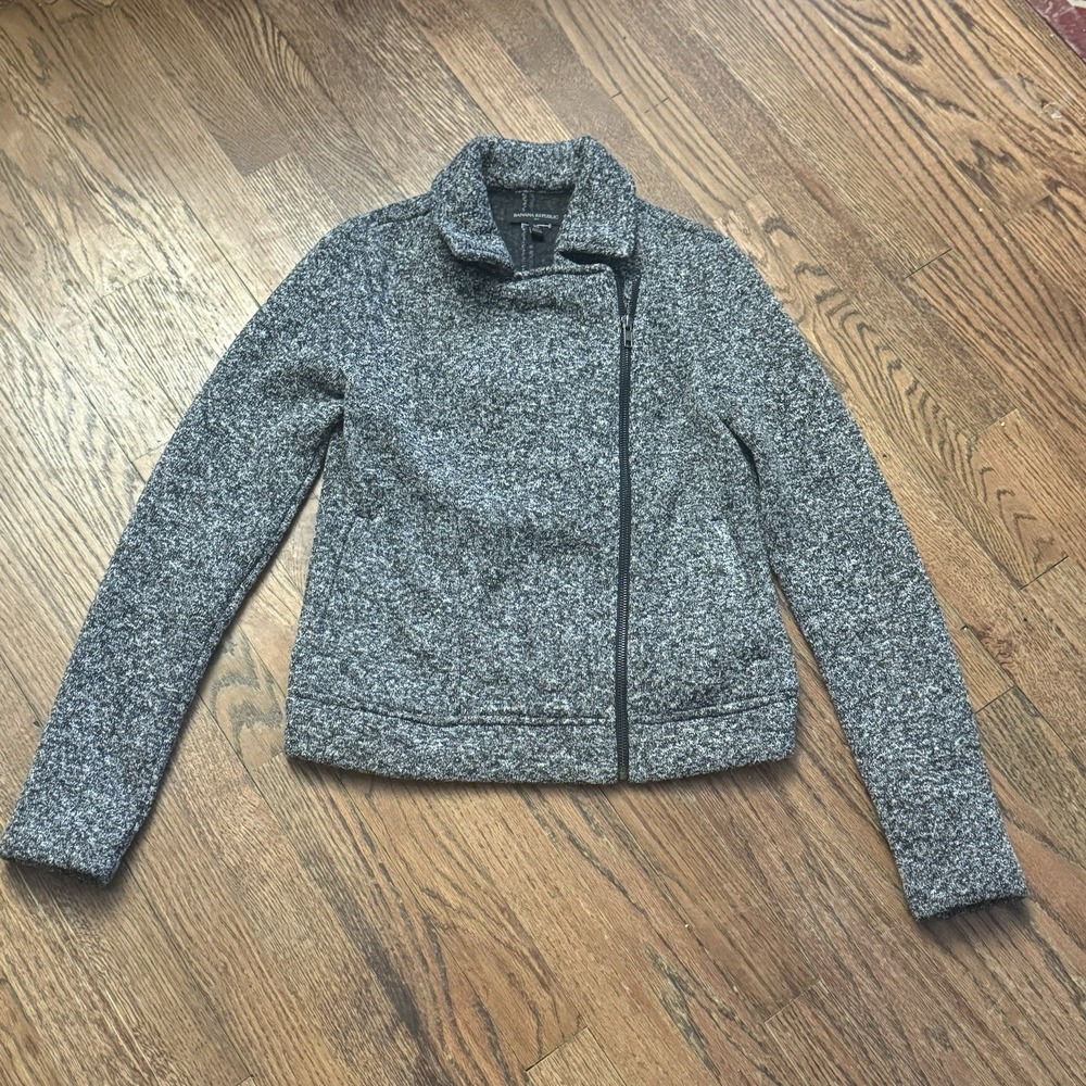 Banana Republic‎ Jacket Womens XS Gray Moto Cardigan Sweater Asym Zip Knit